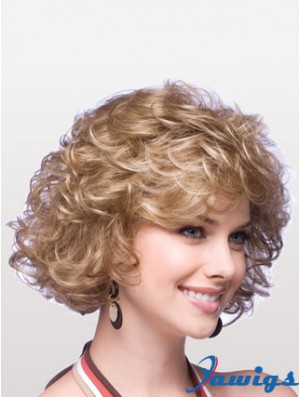 Designed Blonde Curly Chin Length Classic Wigs