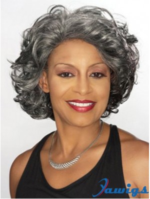 Dip Grey Lady Chin Length Capless Human Wigs