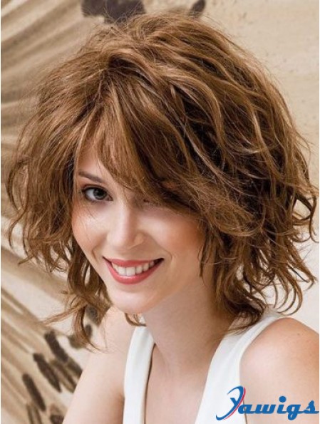 Layered Remy Human Hair Auburn Wavy Hand Knotted Wigs