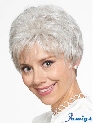 Short Grey Straight 8 inch Grey Synthetic Wigs