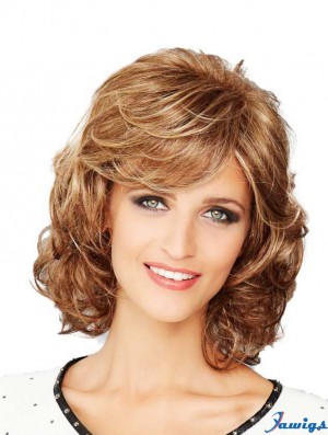 Chin Length Wavy Brown Hand-Tied Wigs Style