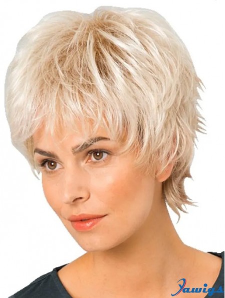 Monofilament Boycuts Blonde High Quality Synthetic Wigs