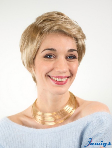 Exquisite Boycuts Short Blonde Synthetic Straight Lace Wigs