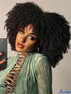 Curly Wig with Bangs 12 Inches Synthetic Afro Wigs for Women