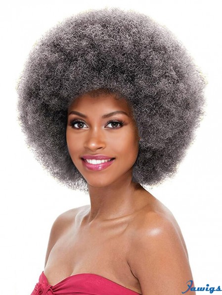 Grey Afro Curly Wigs for Unisex Women Glueless Wear and Go Wig Large Bouncy and Soft Natural Looking Synthetic Wigs