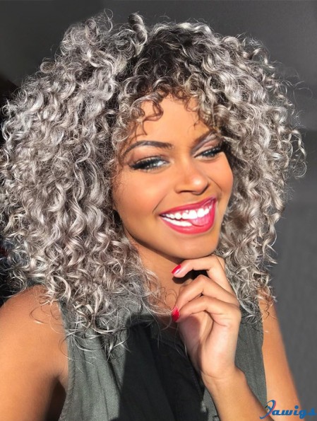 Curly Wigs with Bangs for Black Women Kinky Curly Synthetic Hair