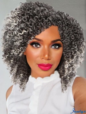 Short Kinky Curly Wigs Side Part Wig Afro Bomb Curly Wig