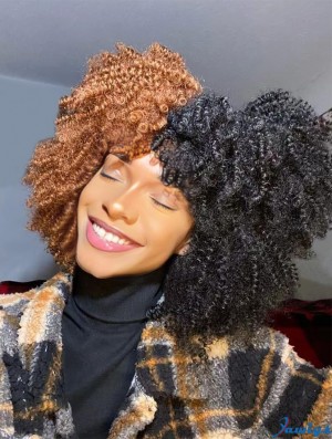 Curly Wig with Bangs for Black Women Short Kinky Curly