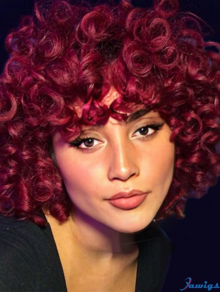 Short Curly Wig Full Culry WIgs for Black Women Afro Curly Wig With Bangs Synthetic Hair