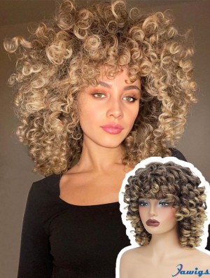 Short Curly Wig Full Culry WIgs for Black Women Afro Curly Wig With Bangs Synthetic Hair