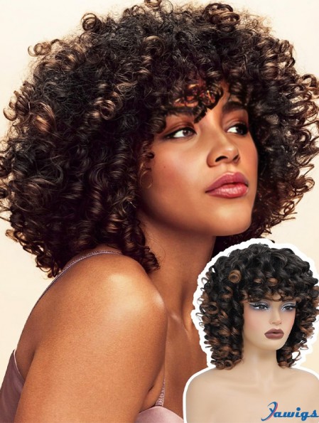 Short Curly Wig Full Culry WIgs for Black Women Afro Curly Wig With Bangs Synthetic Hair