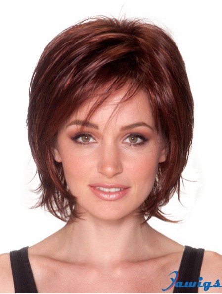 Straight Chin Length Auburn 10 inch Capless Natural Bob Wigs