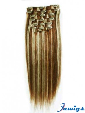 New Brown Straight Remy Human Hair Clip In Hair Extensions