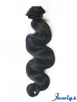 Black Wavy Style Remy Human Hair Tape In Hair Extensions