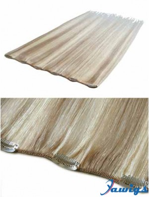 Convenient Blonde Straight Remy Human Hair Clip In Hair Extensions