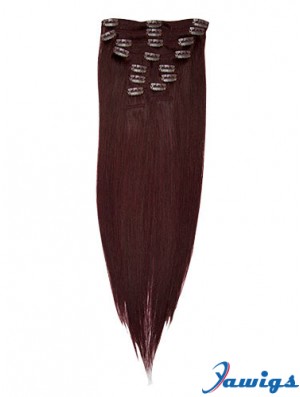 Fashionable Red Straight Remy Human Hair Clip In Hair Extensions