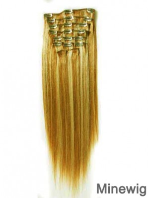 Durable Blonde Straight Remy Human Hair Clip In Hair Extensions