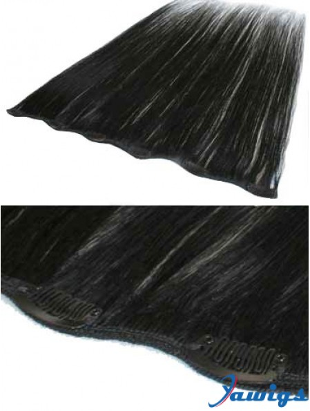 Popular Black Straight Remy Human Hair Clip In Hair Extensions