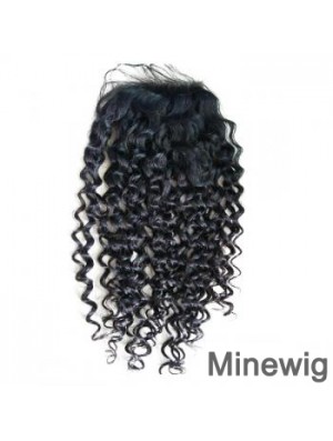 Lace Closures Curly Style Black Color Long Length With Remy