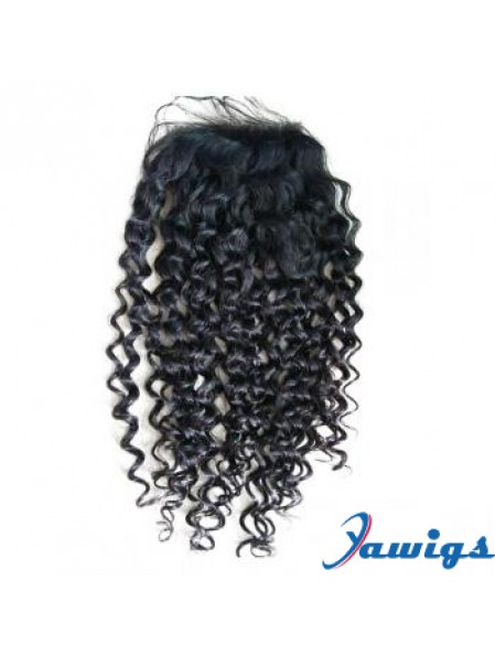 Lace Closures Curly Style Black Color Long Length With Remy