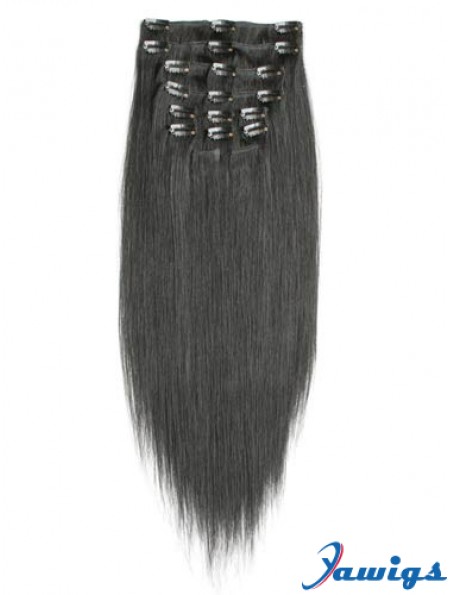 Incredible Black Straight Remy Human Hair Clip In Hair Extensions