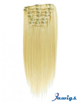 Style Blonde Straight Remy Human Hair Clip In Hair Extensions