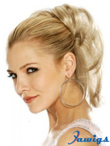 Hairpieces Clip In Blonde Color Straight Style With Synthetic