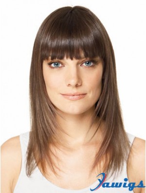 Clip In Hairpieces For Short Hair Brown Color Straight Style