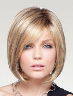 Natural Bob Wigs Remy Human Hair Chin Length Blonde Color Straight Style