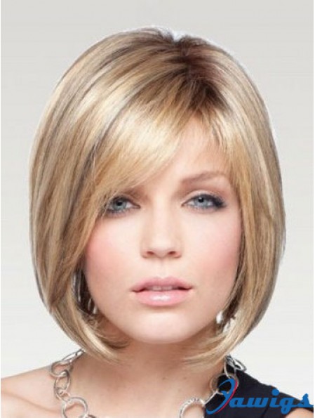 Natural Bob Wigs Remy Human Hair Chin Length Blonde Color Straight Style