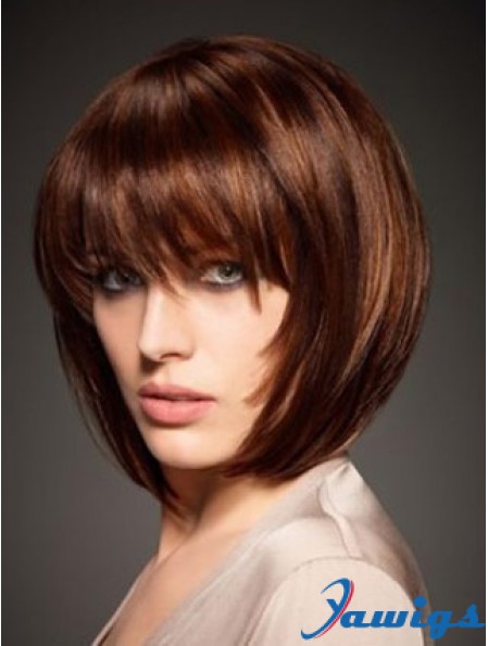 Natural Human Hair Wig Straight Style Chin Length Bobs Cut