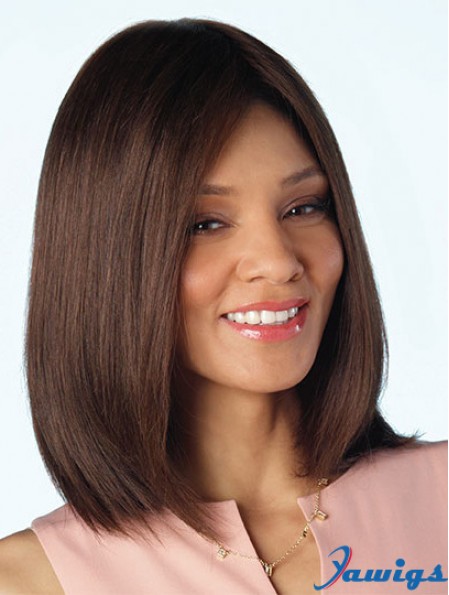 Brown Shoulder Length 14 inch Without Bangs Cheap Human Hair Wigs