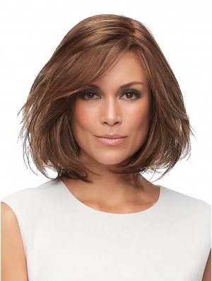 Brown Layered Straight 12 inch Remi Human Hair Wig