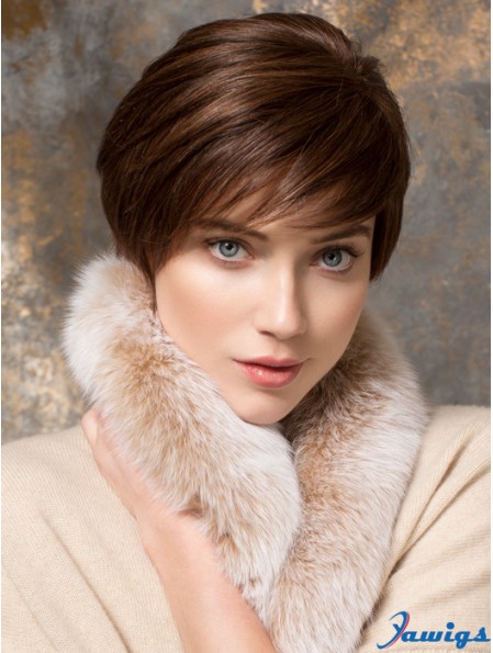 Short Straight Boycuts Auburn Designed 100% Hand-tied Wigs