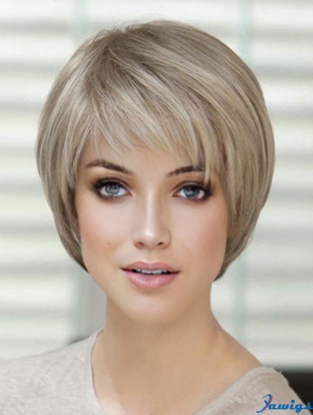 100% Hand Tied Short Straight Classic Blonde Real Hair Wigs