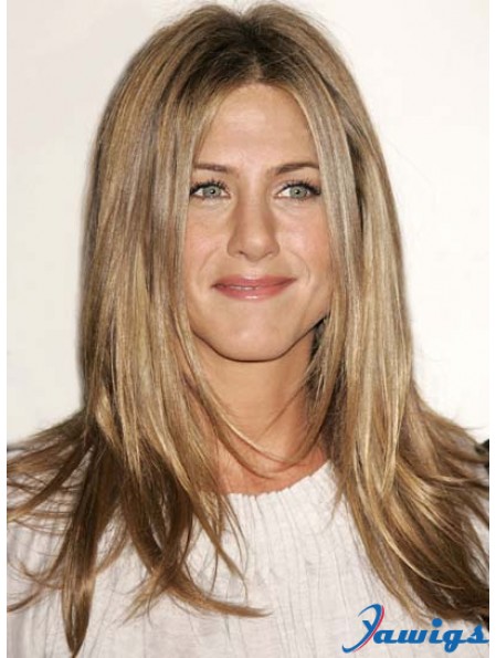 Remy Human Lace Front Blonde Straight Layered Jennifer Aniston Wig