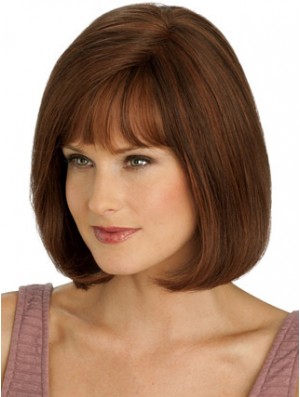 Short Bob Wigs Human Hair Chin Length Monofilament Straight Style