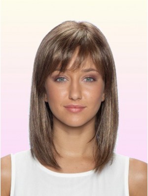 100% Glueless Human Hair Lace Front Wigs With Bangs Stright Style