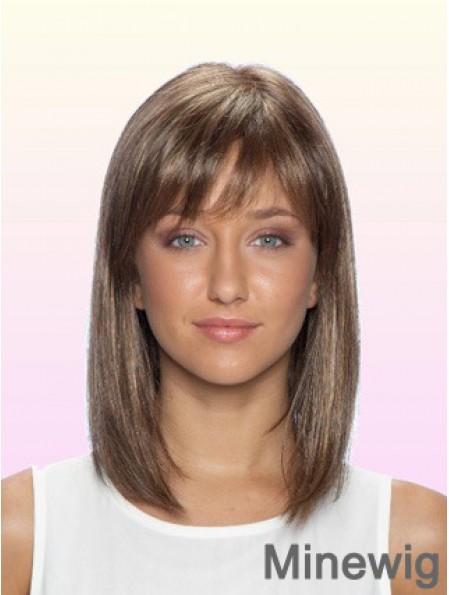 100% Glueless Human Hair Lace Front Wigs With Bangs Stright Style