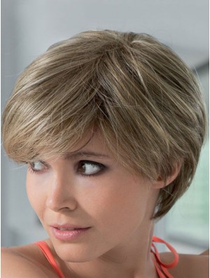 Mono Human Hair Wigs With Lace Front Short Length Boycuts