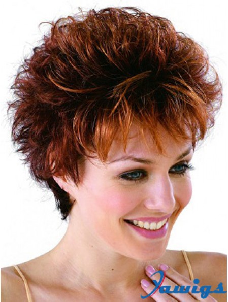 Remy Human Cropped Lace Front Curly Petite Monofilament Cap Wigs