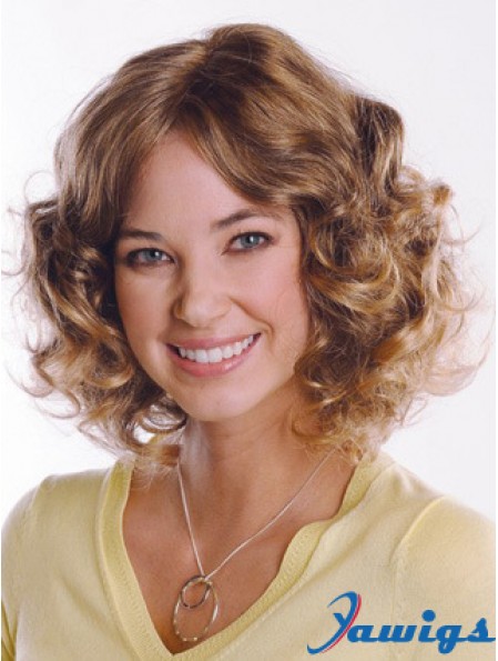 Synthetic Curly Chin Length Capless Curly Style Brown Color