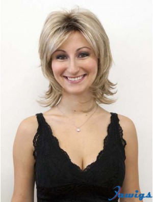 Blonde Wig Synthetic Wigs Layered Cut Straight Style