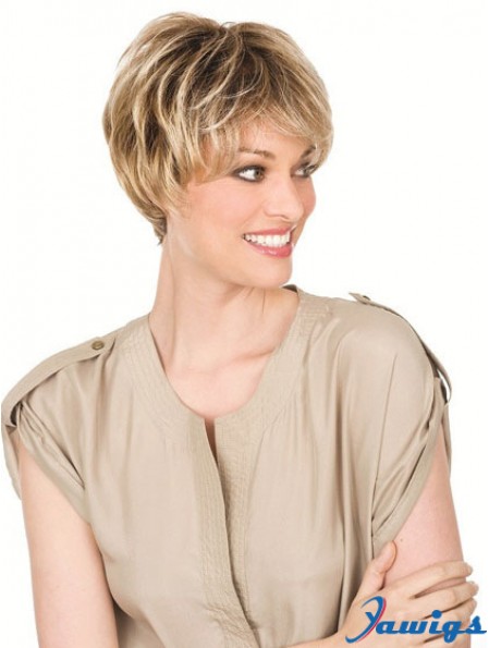 Human Hair Blonde Wigs With Lacr Front Chin Length Straight Style