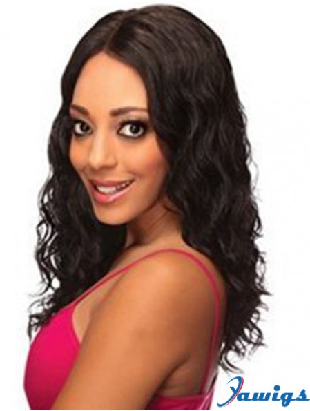 Human Lace Front Wigs Black Color Shoulder Length Wavy Style