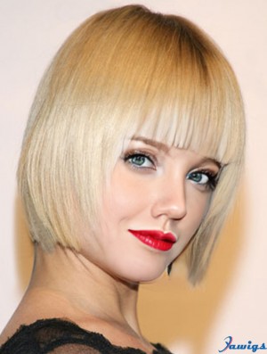 Blonde Chin Length 100% Hand-tied 10 inch Mena Suvari Wigs