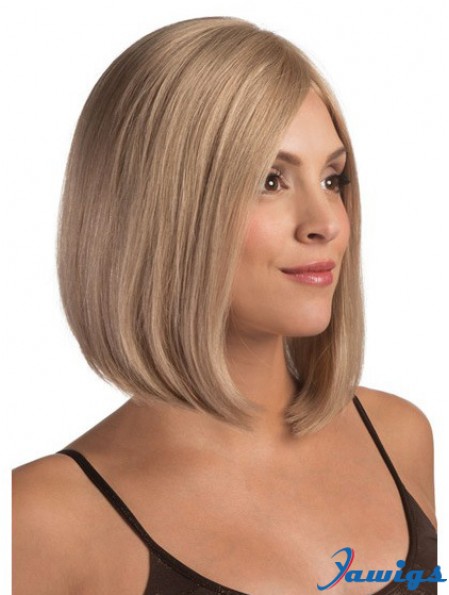 Human Hair Lace Front Chin Length Straight Blonde Fashionable Bob Wigs