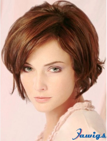 Auburn Short Cheap Wavy Layered Lace Wigs