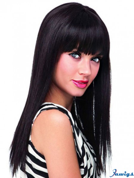 Black Wigs  With Bangs Long Length Blonde Color