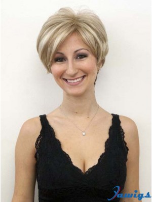 Blonde Wigs With Lace Front Mono Wavy Style Short Length Bob Human hair Wigs